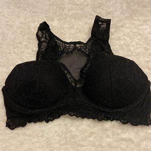 Pink Victoria’s Secret Black Lace Bralette Push Up